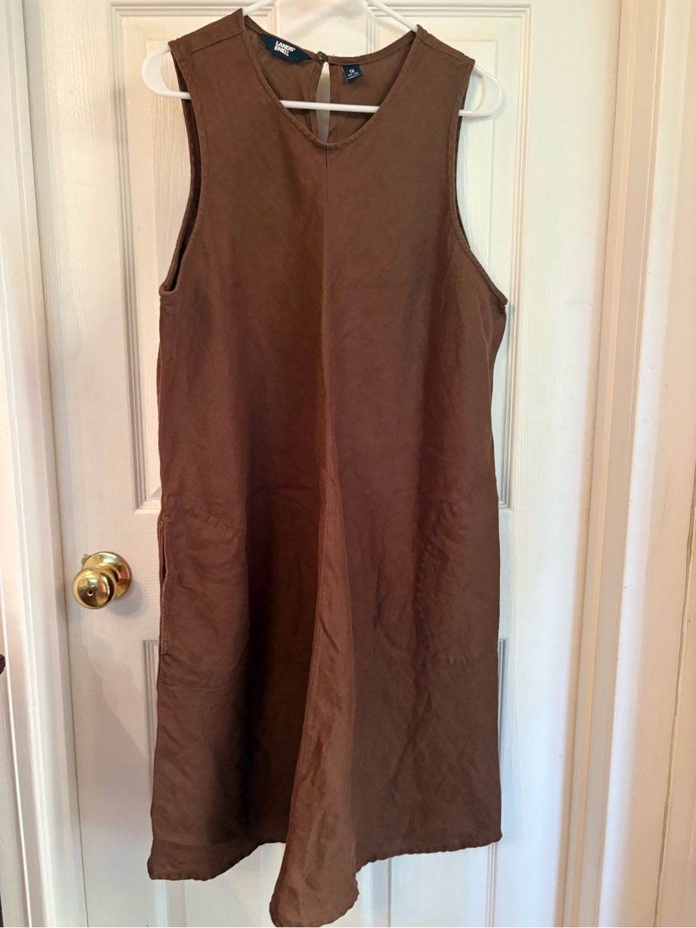 Lands' End Sleeveless A-Line Dress in Chestnut Brown